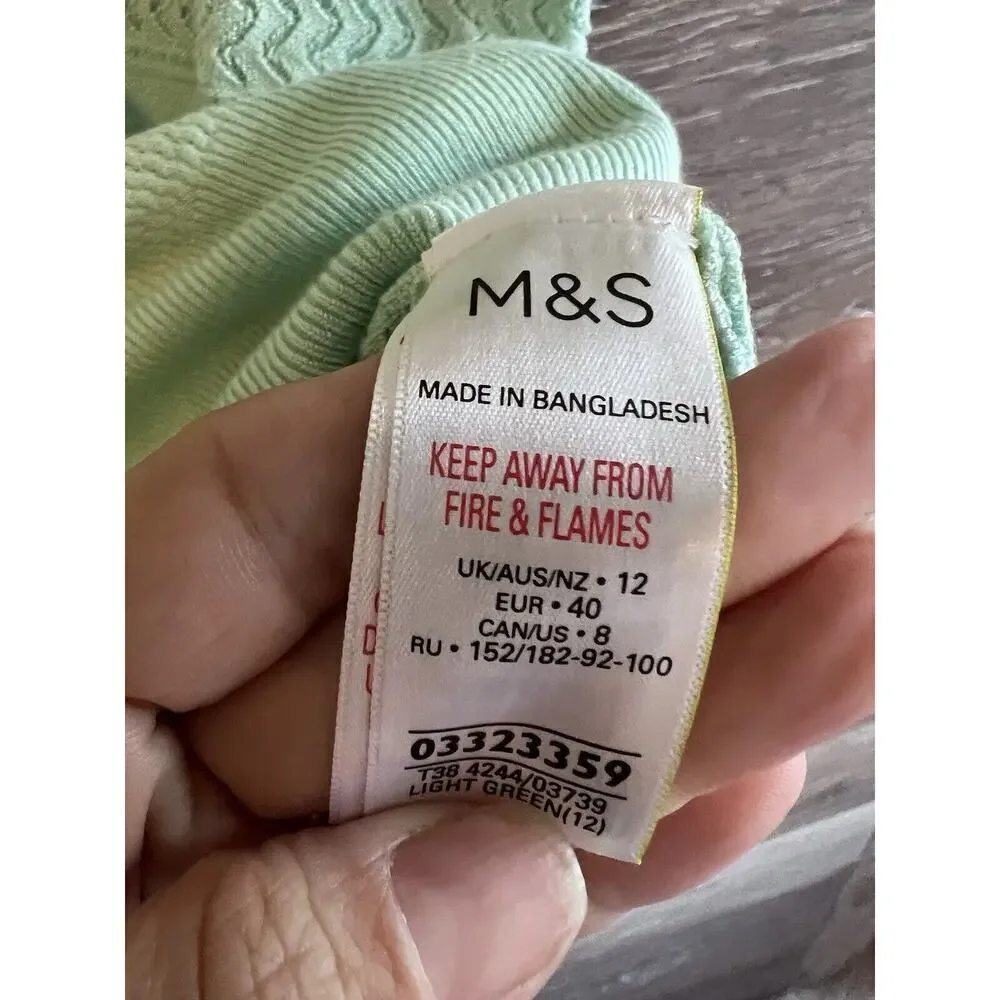 Sweater knit Shirt Size US 8 Light Green women short sleeves M&S Marks& Spencer